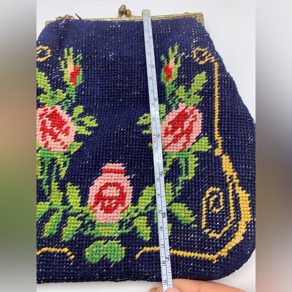 1930s Floral Needlepoint Tapestry Handbag - Picture 8 of 9